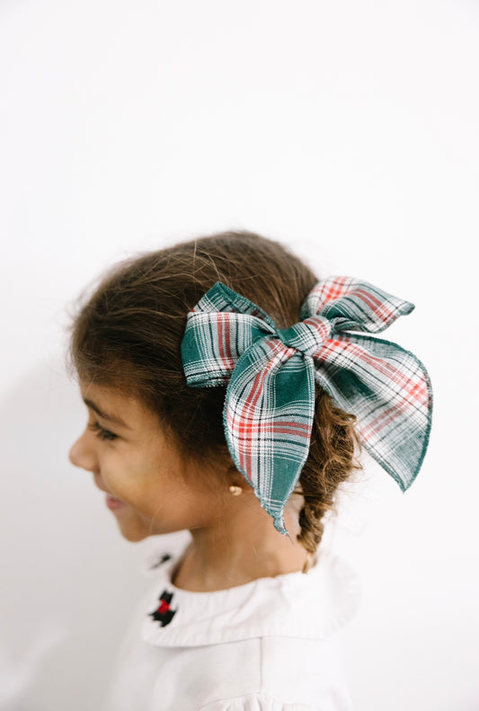 Green Plaid Oversized bow